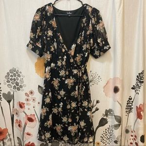 COPY - Lulu’s black and floral wrap dress